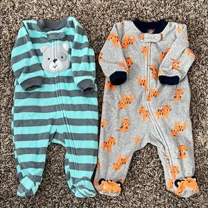 Cozy Striped and Tiger Print Footies Set